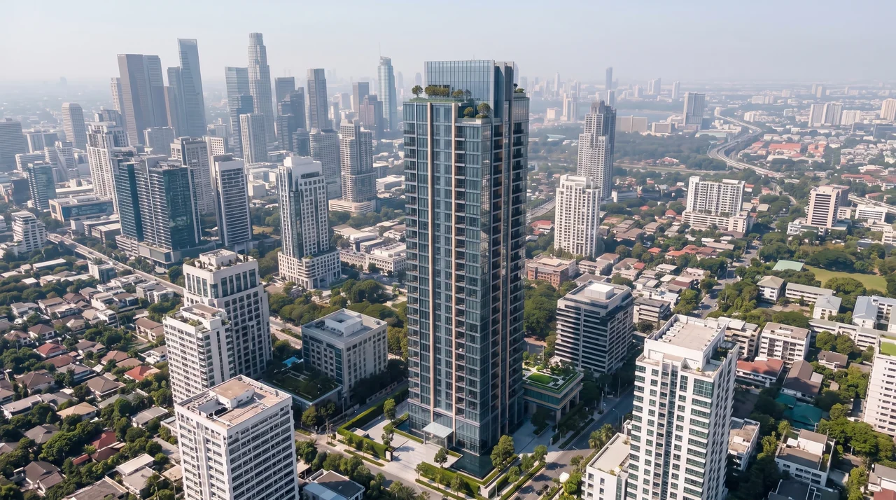 Illustrative city setting around the One Meridien concept tower
