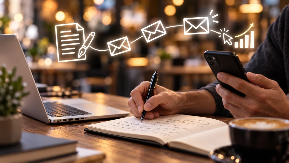 Writing and email marketing, from a draft to messages and action