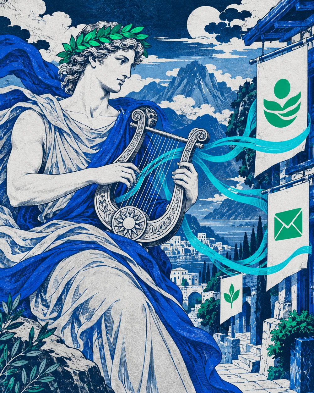 Japanese woodblock interpretation of Apollo