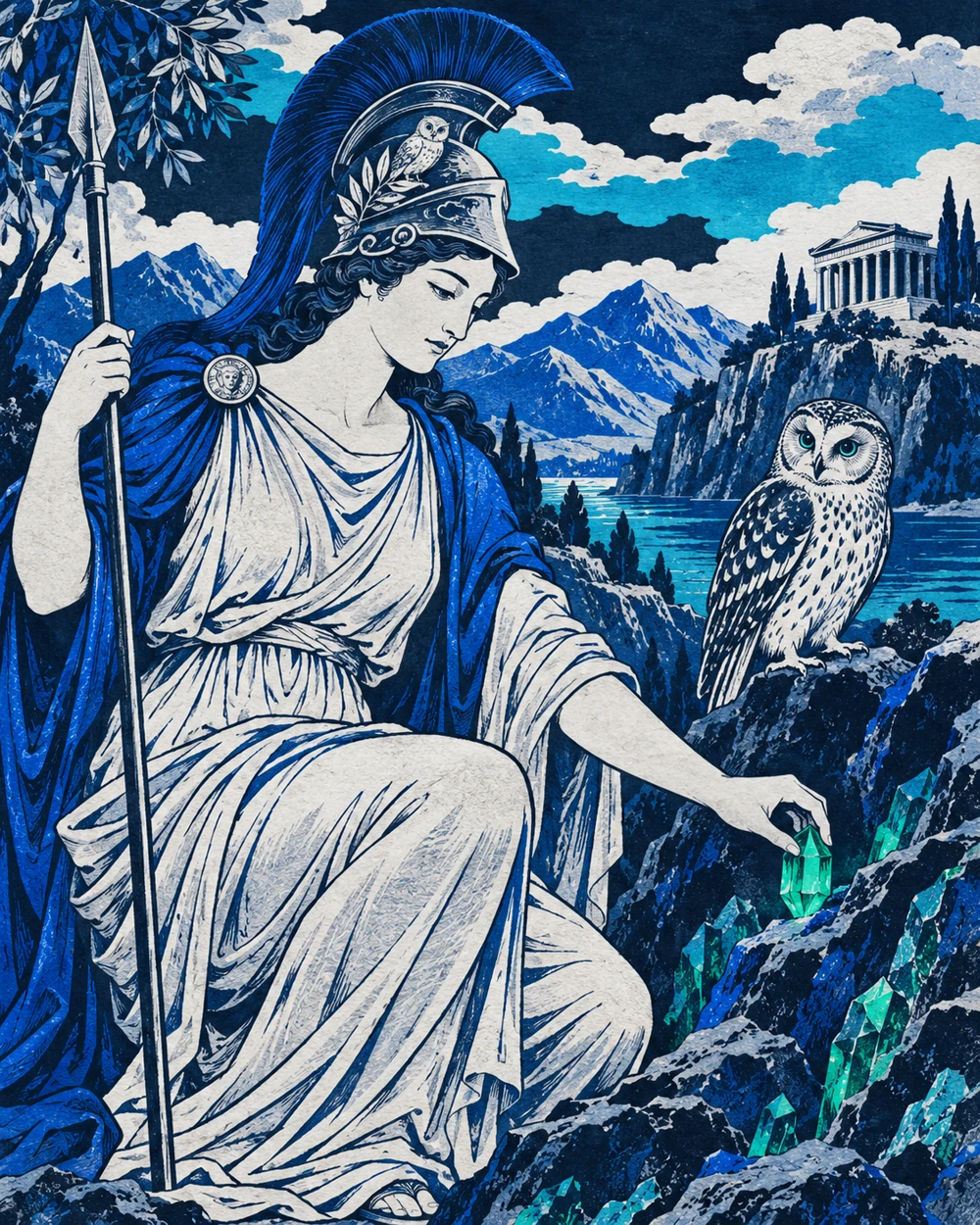Japanese woodblock interpretation of Athena