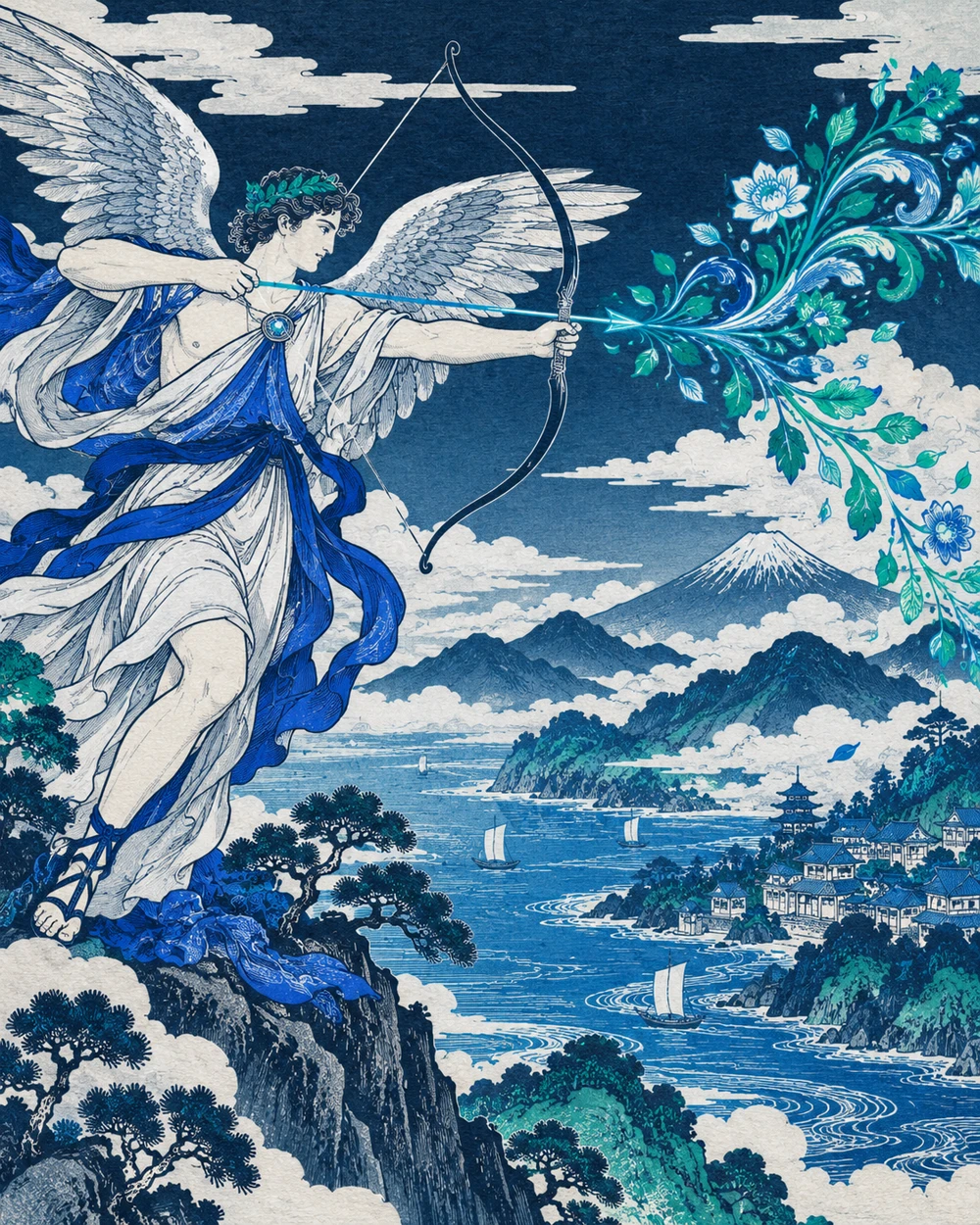 Japanese woodblock interpretation of Eros