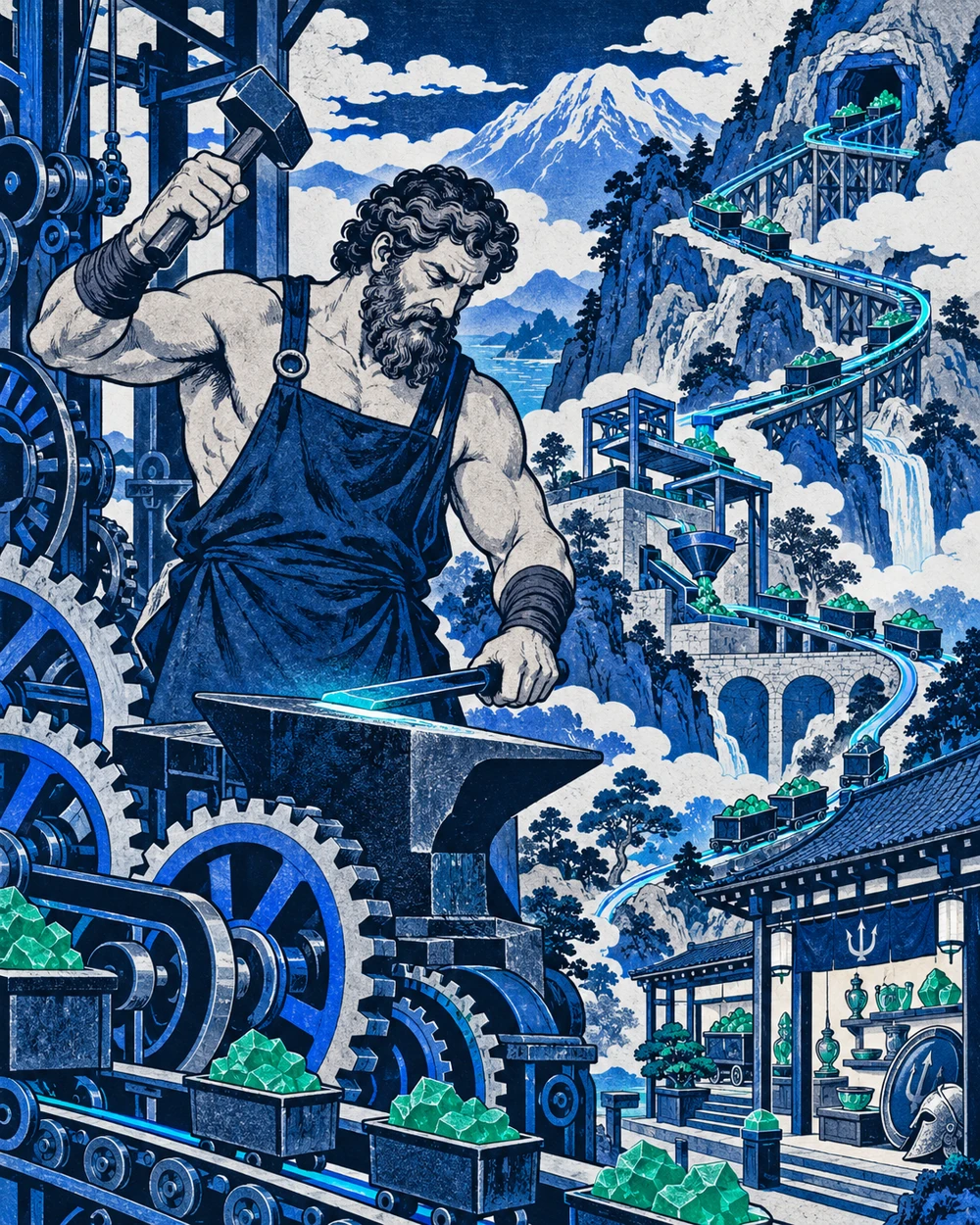 Japanese woodblock interpretation of Hephaestus