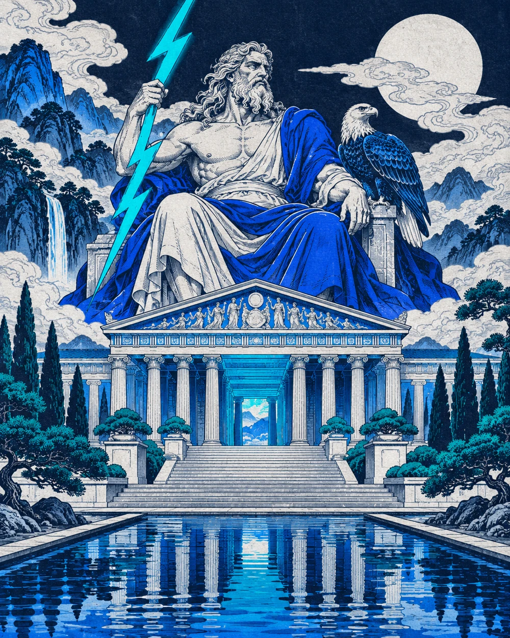 Japanese woodblock interpretation of Zeus